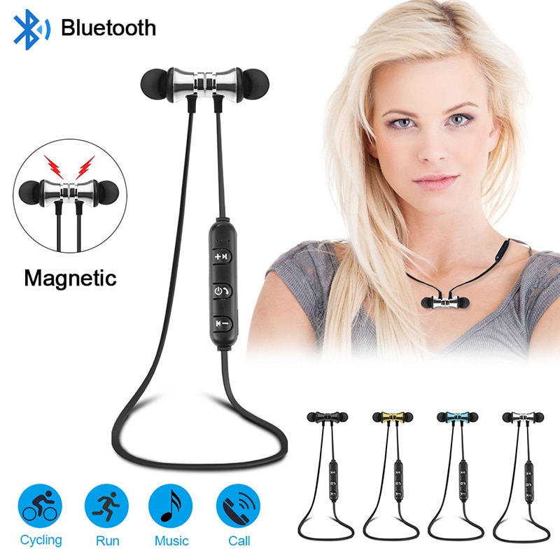 Trådløs bluetooth øretelefon håndfri halsbånd magnetisk headset stereo sport musik gaming hovedtelefon med mikrofon til alle smartphones
