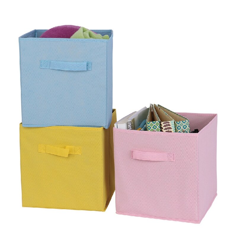 Foldable Fabric Storage box Cube Bins Cloth Organizer storage Baskets Folding Nursery Closet Drawer Features Dual Handles