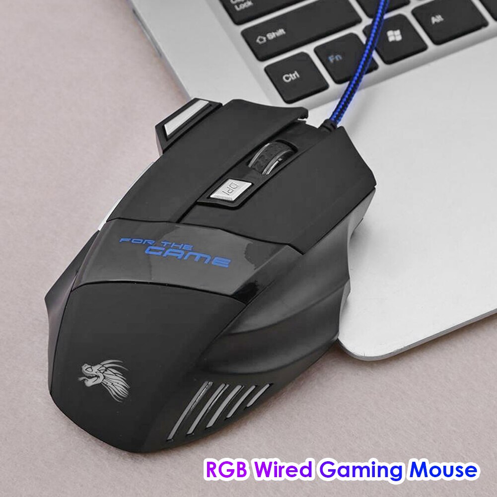 Wired Gaming Mouse 7 Button Backlit Ergonomic USB Mice 5500 DPI Backlight Adjustable Optical Mice for PC Gamer Computer Desktop