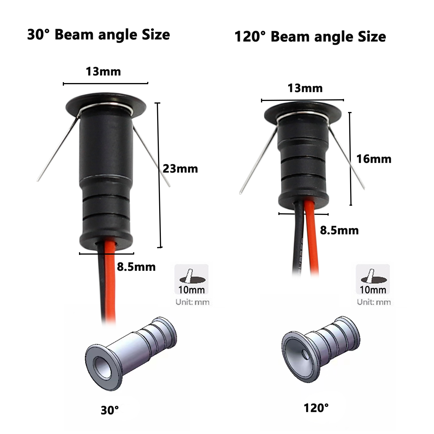 Minifoco LED de 12V, luz empotrable regulable con recorte de 10mm para decoración del hogar, lámpara de techo, iluminación de exhibición de escaparate