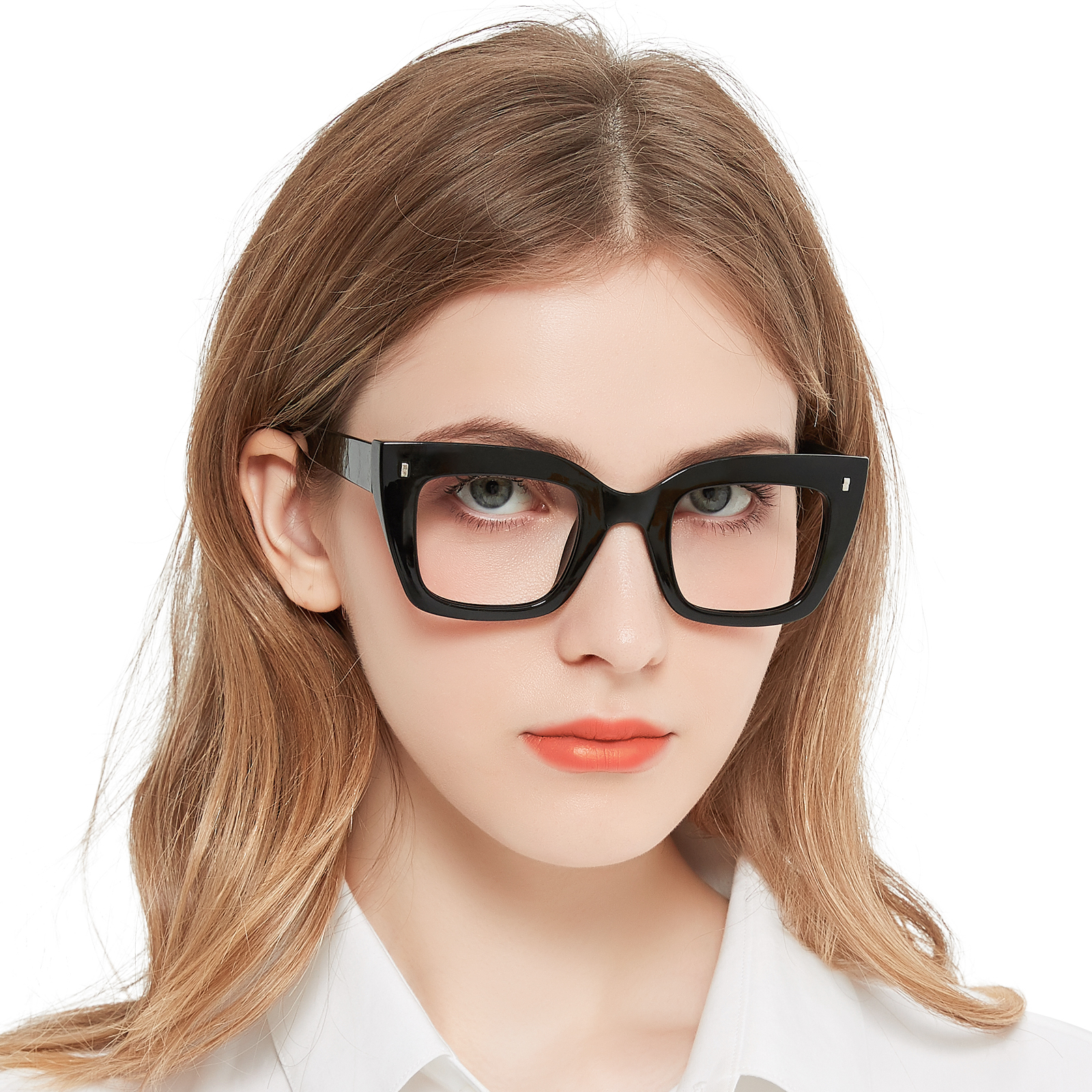 micro occhiali gatto occhio occhiali da lettura da donna montatura quadrata moda occhiali da presbiopia ottica montatura per occhiali da vista femminili: nero / +500