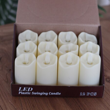 Pack of 12 Electric Plastic Led Candle Lamp with Realistic Swing Flames Flickering Tea Light for Birthday/Wedding /Christmas: 12 pcs of 5x7cm