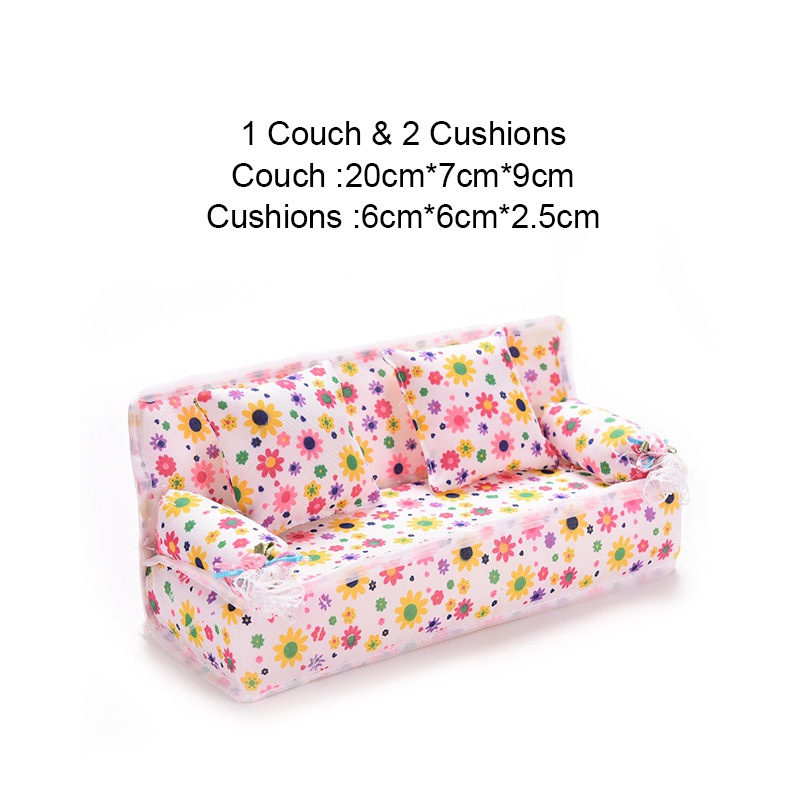 Soft mini Flower Sofa For Dolls Mini Furniture Toy Pretend Play 1:12 Toy For Girls Children Decoration Miniature Dollhouse: as pic