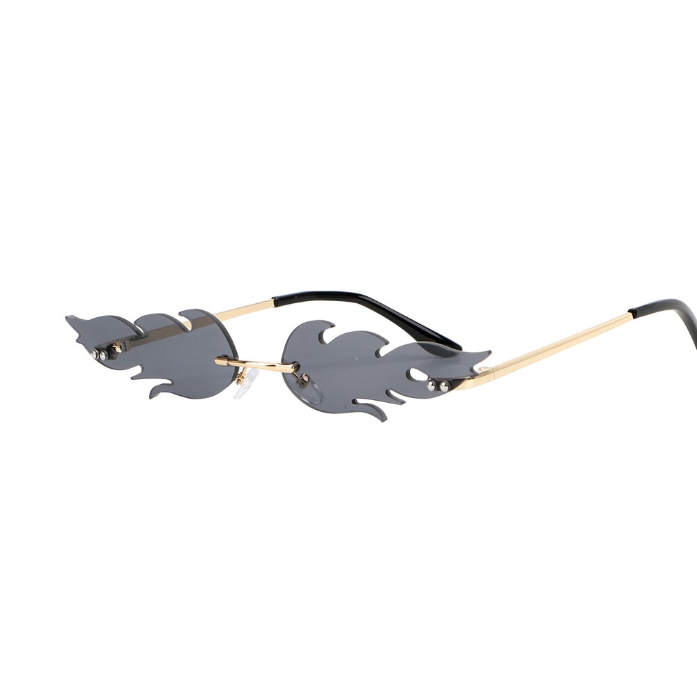 Palo liekki aurinkolasit naiset miehet brändi rimless aalto silmälasit ylellisyys trendit kapeat aurinkolasit streetwear: Harmaa