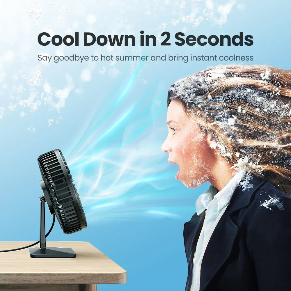 Ultra Quiet USB Small Desk Fan 90° Tilt Portable Wall Fan 4 Speeds Personal Cooling Fan for Office Home Travel Battery Operated