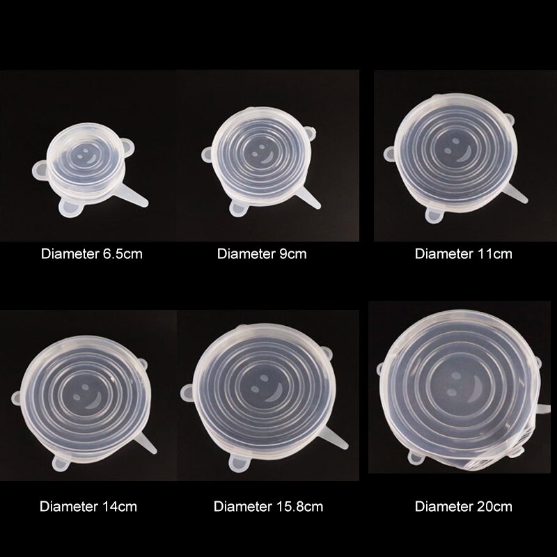 Tapas elásticas de silicona reutilizables, tapa universal de silicona para envolver alimentos, tapa para cuenco, tapa para olla, tapa de sellado, sartén, tapones de cocina, 6 uds.