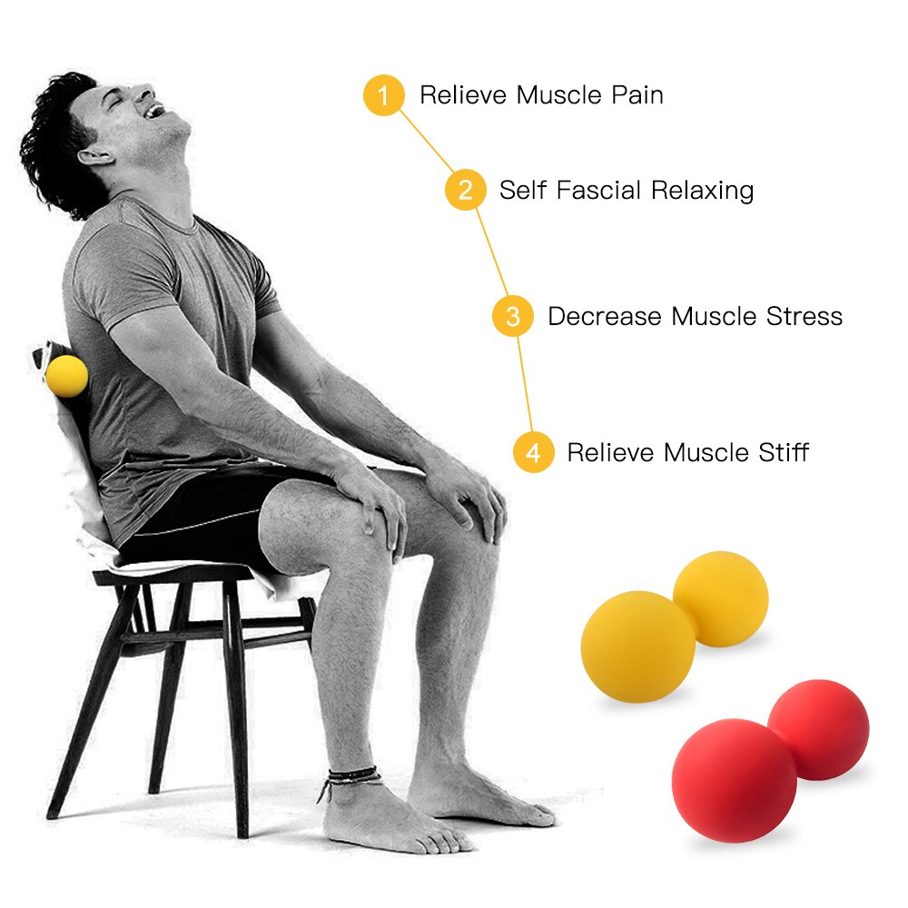 Yoga Peanut Massage Balls Double Lacrosse Ball Exercise Ball Silicone Deep Tissue Massage Muscle Mobility Ball Fitness Equipment