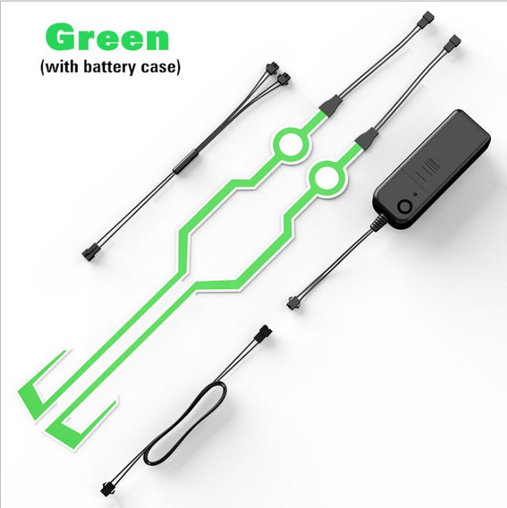 Bande lumineuse pour casque de moto avec lumière froide et nocturne, Kit lumineux d&#39;avertissement LED étanche: Green