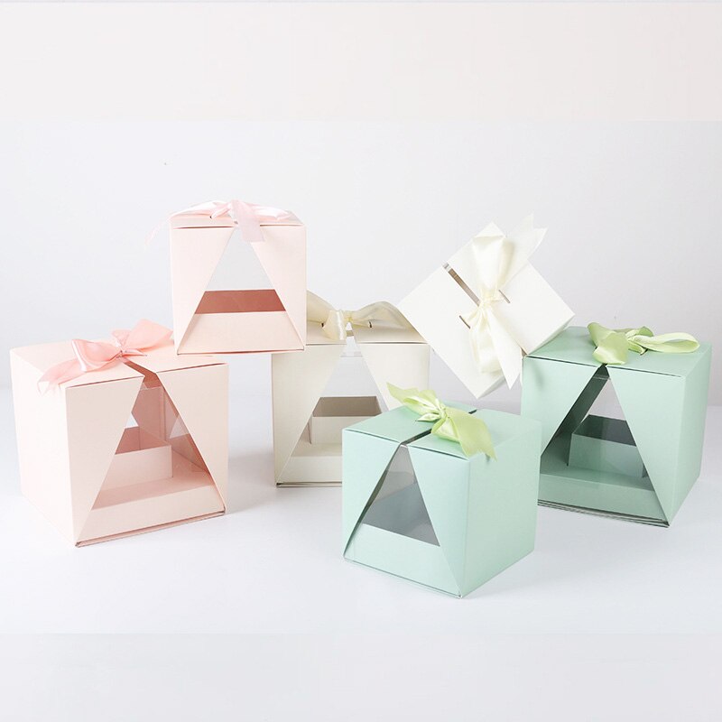 Kraft Paper Flower Box Window Hand-held Box Flower Arrangement Bag Foldable Flower Packing Box Flower Bag Box 2022