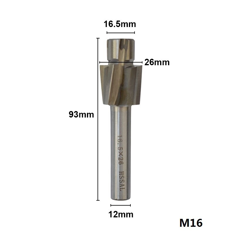 1pc M3.2-M16.5 HSS Counterbore End Mill CNC Machine Router Bit 4 Flutes Engraving Bit Counterbore Milling Cutter: M16.5