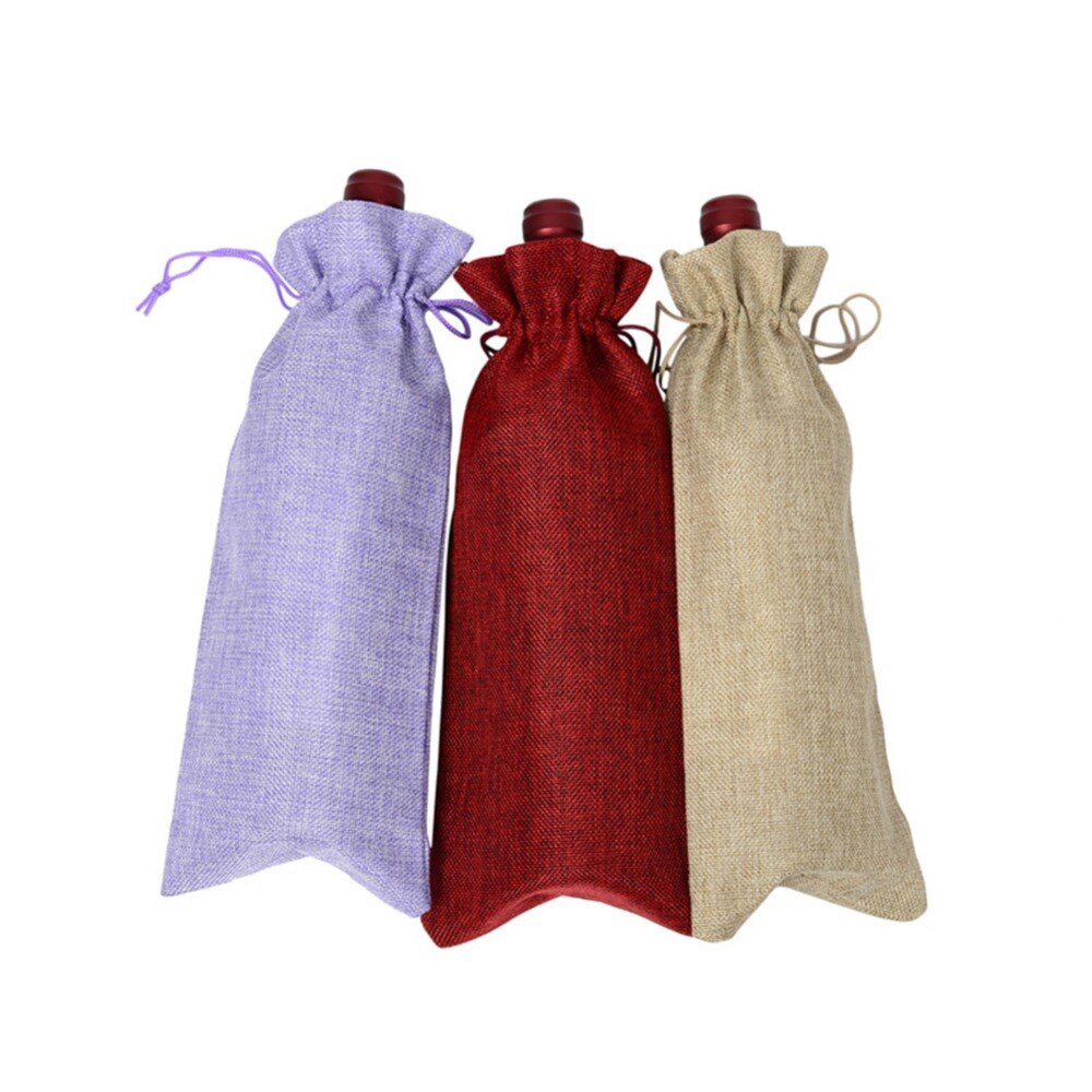 Jute Wijn Zakken rode wijn Fles Covers Champagne Pouch jute Verpakking Zak Bruiloft Verjaardagsfeestje Decoratie Wijn Zakken