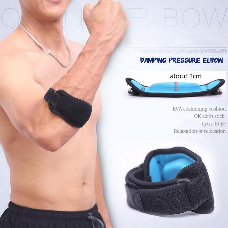 Muñequera deportiva para bádminton, tenis, baloncesto, codo EVA, junta protectora de presión ajustable, soporte transpirable V3P4 1 Uds.