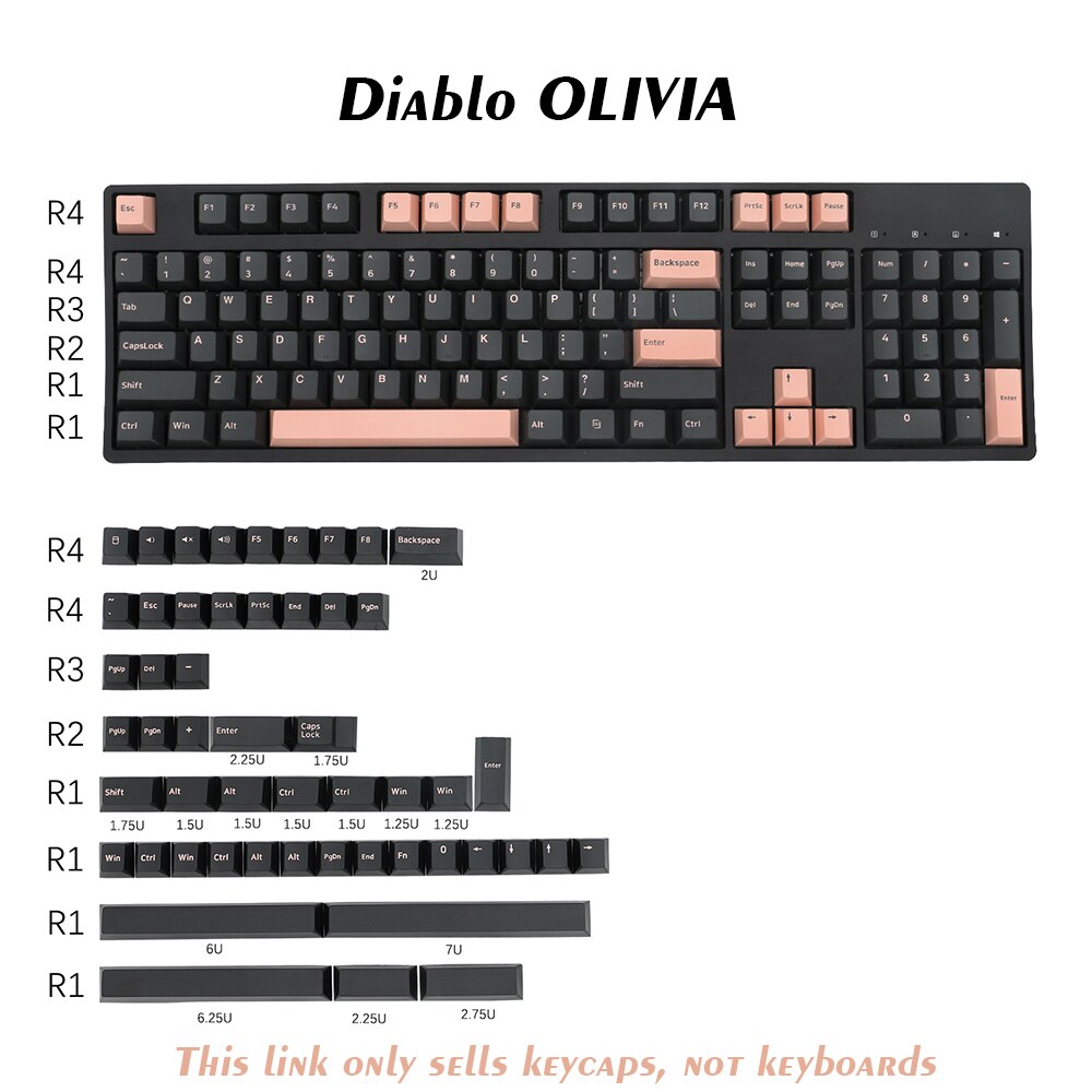 155 Keys DOUBLE SHOT Cherry Profile Diablo Olivia PBT Keycap Thick For Filco CHERRY Ducky iKBC Mechanical Gaming Keyboard