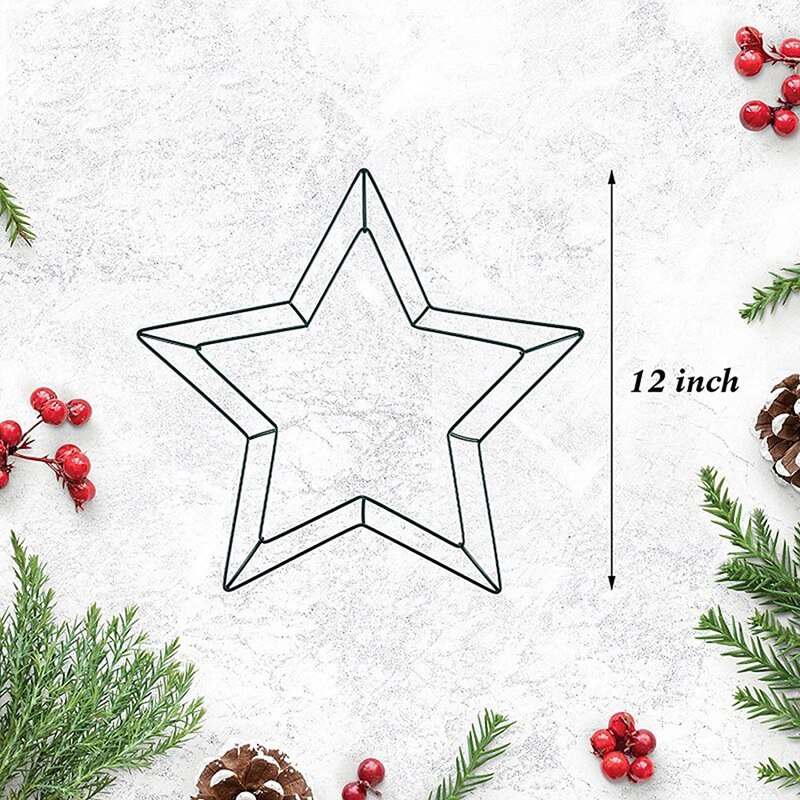 Metal Wire Wreath Frame Star-Shaped Garland Ring Hanging Wedding Christmas Decor