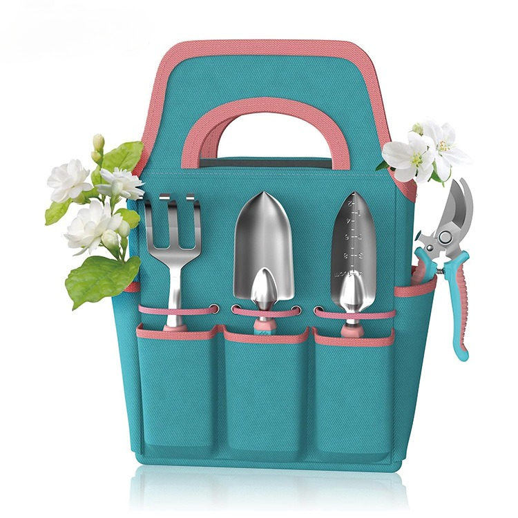 Kompletne narzędzia ręczne ogrodowe ze stopu aluminium 6-częściowy zestaw Kompletny zestaw narzędzi ogrodniczych Prezenty ogrodnicze Zaawansowana kolorowa torba do przechowywania