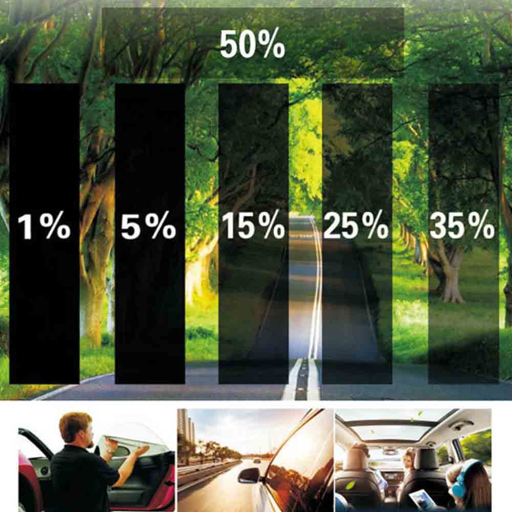 75cm x 3.0m 1% 5% 25% 50%  biltilbehør auto hjem glasvindue farvetone farvning filmrulle skraber bil tag vindue nuance film glas