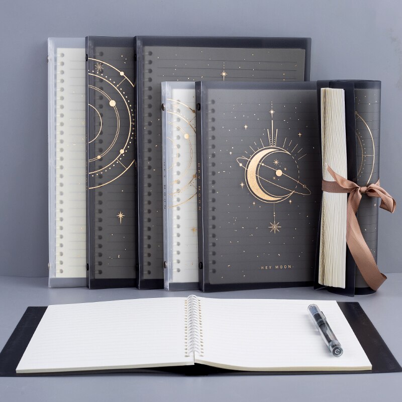 A5 Loose Leaf Soft Side Notebook Journal Planner Transparent Horizontal Line Notebooks School Office Stationery