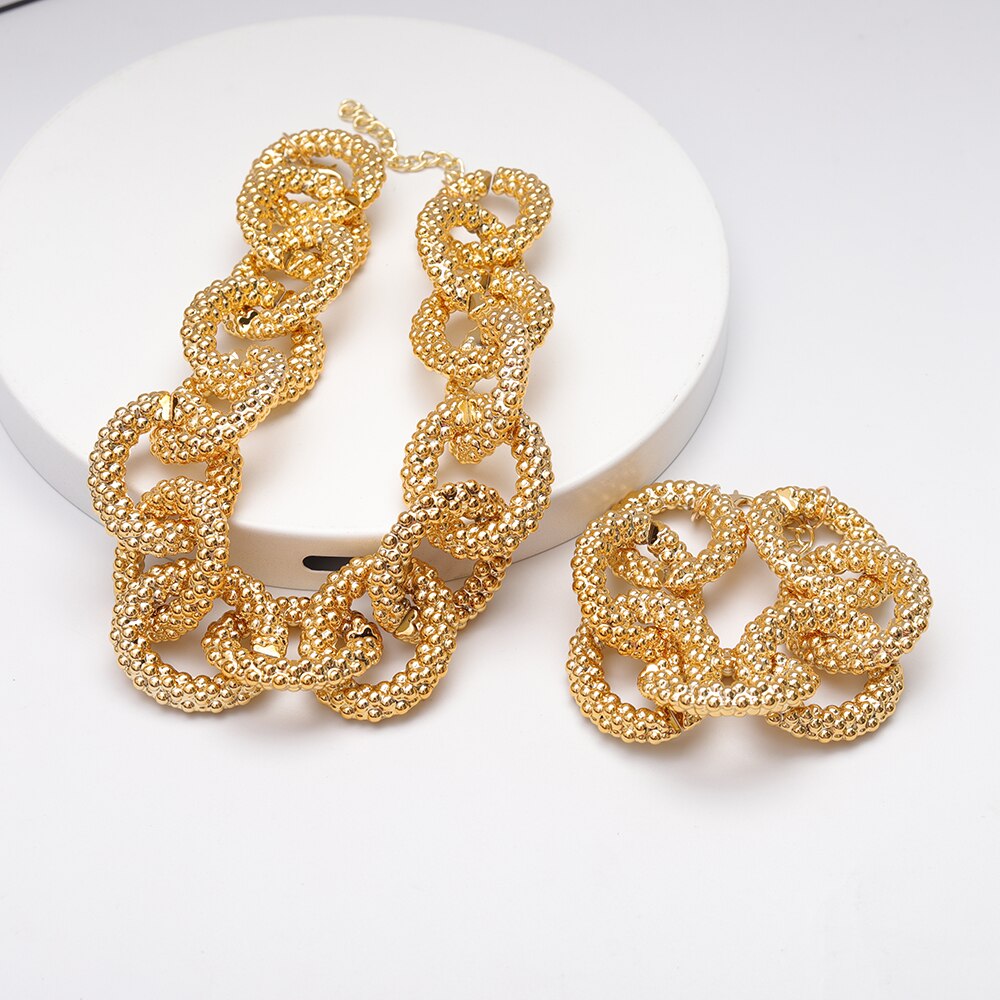 Punk Hip Hop Chunky Dikke Ketting Ketting Vrouwen Overdreven Geometrische Link Ketting Twee Stuk Armband