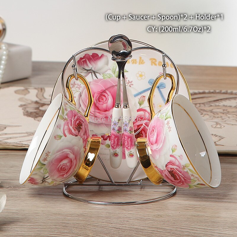 Romantic Bone China Coffee Set British Porcelain Tea Set Ceramic Pot Creamer Sugar Bowl Teatime Teapot Coffee Cup Coffeeware