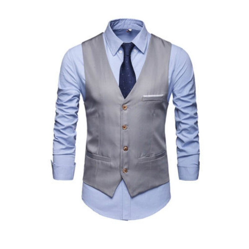 Kjole vester for menn slim fit herre dress vest herre vest gilet homme uformell ermeløs formell forretningsjakke