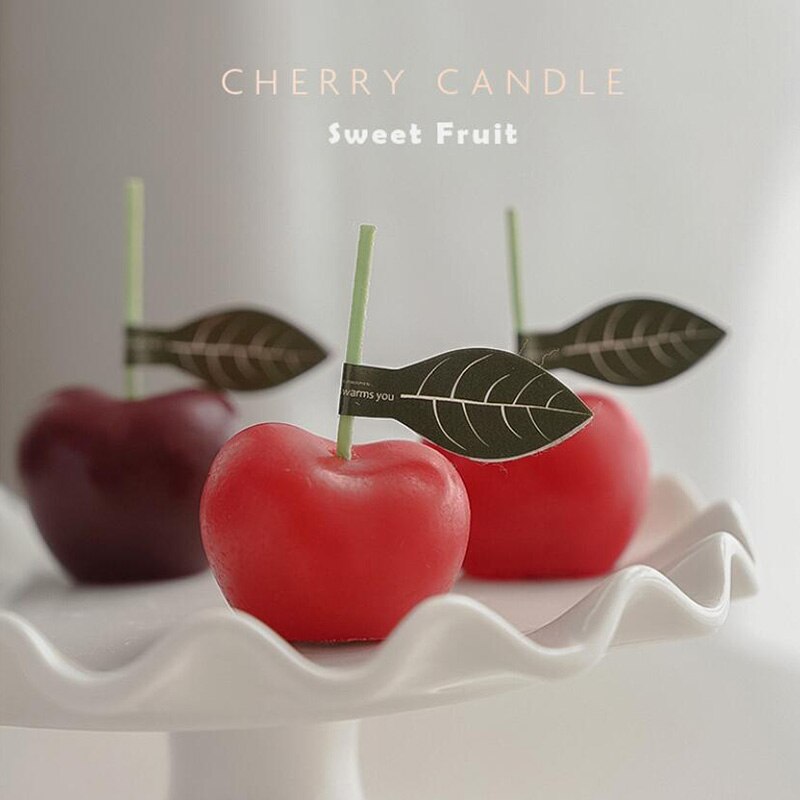 4Pcs Cherry Geurkaarsen Fruit Vorm Kaarsen Jaar 2022 Wedding Home Decoratie Tafel Kaarsen Sets Foto Props