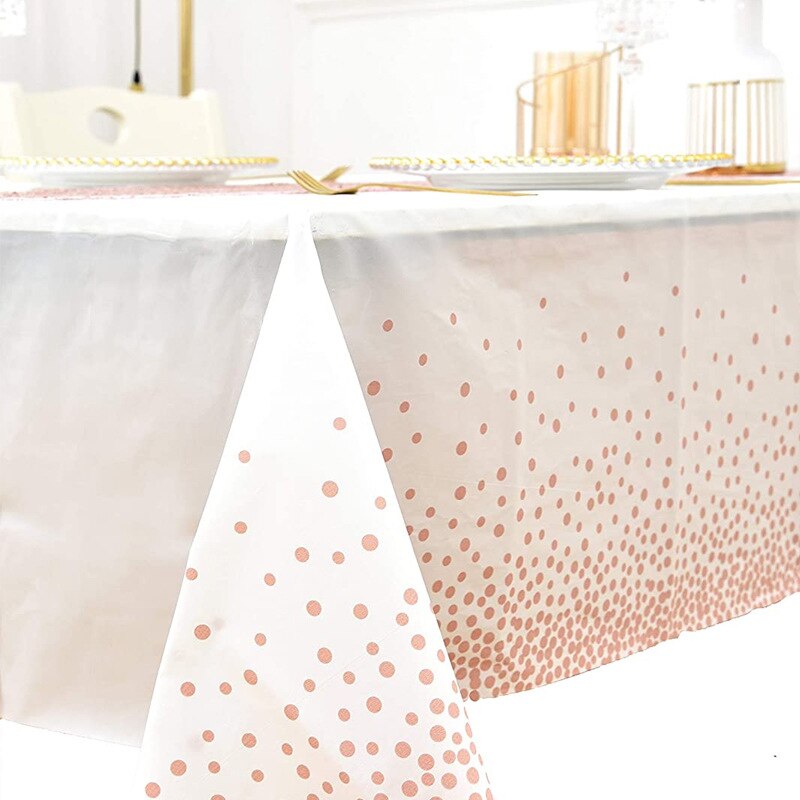 10PCs Disposable Tablecloth Birthday Thickened Polka Dot Printing Plastic Dining Table Tablecloth