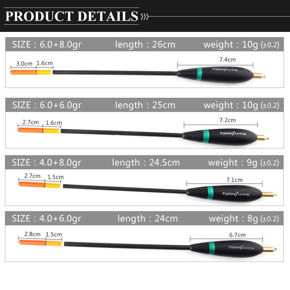 4Pcs/lot Weight Tail Bobber Fishing Floats Paulownia Wood Fishing Floats 8g-10g 24cm-26cm Float Carp Fishing Accessories