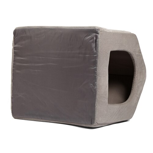 Pet Dog Cat Dome Bed Kitten Cave Cubby Cozy Baskets House Embossed Crate Warm Windproof Dog Puppy Kennel Cat Cushion Kitten Mat: Gray / S
