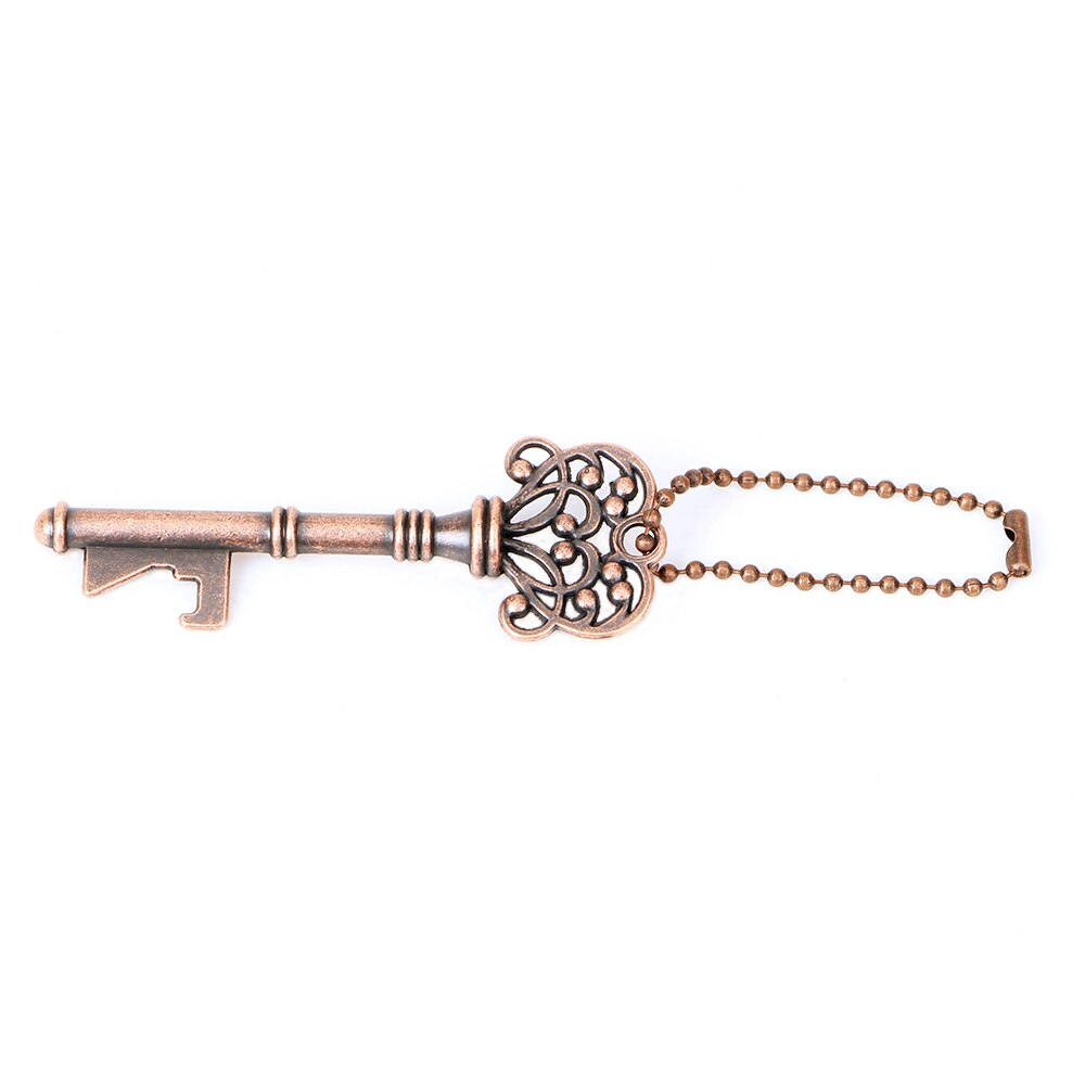 HOOMIN, abrelatas de Metal Retro, llavero para colgar en forma de llave para de boda, abridor de botellas de cerveza, multifunción: Bronze chain