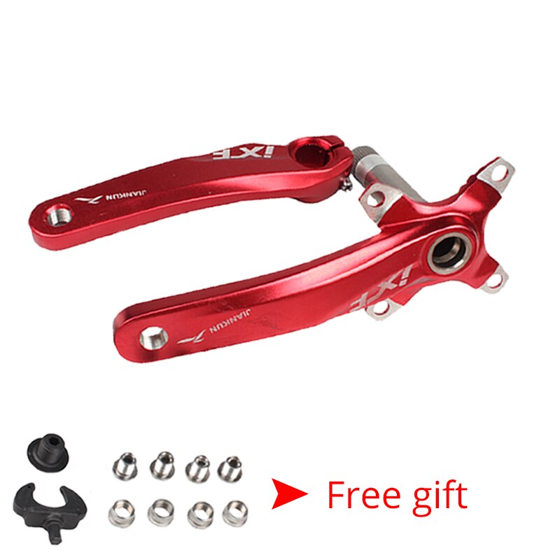 Jiankun 170mm krank mtb cykel 2pc 9/16in pedal 104 bcd ixf arm kædering aluminium landevejscykel kranksæt med bundbeslag bb: Krumtap rød