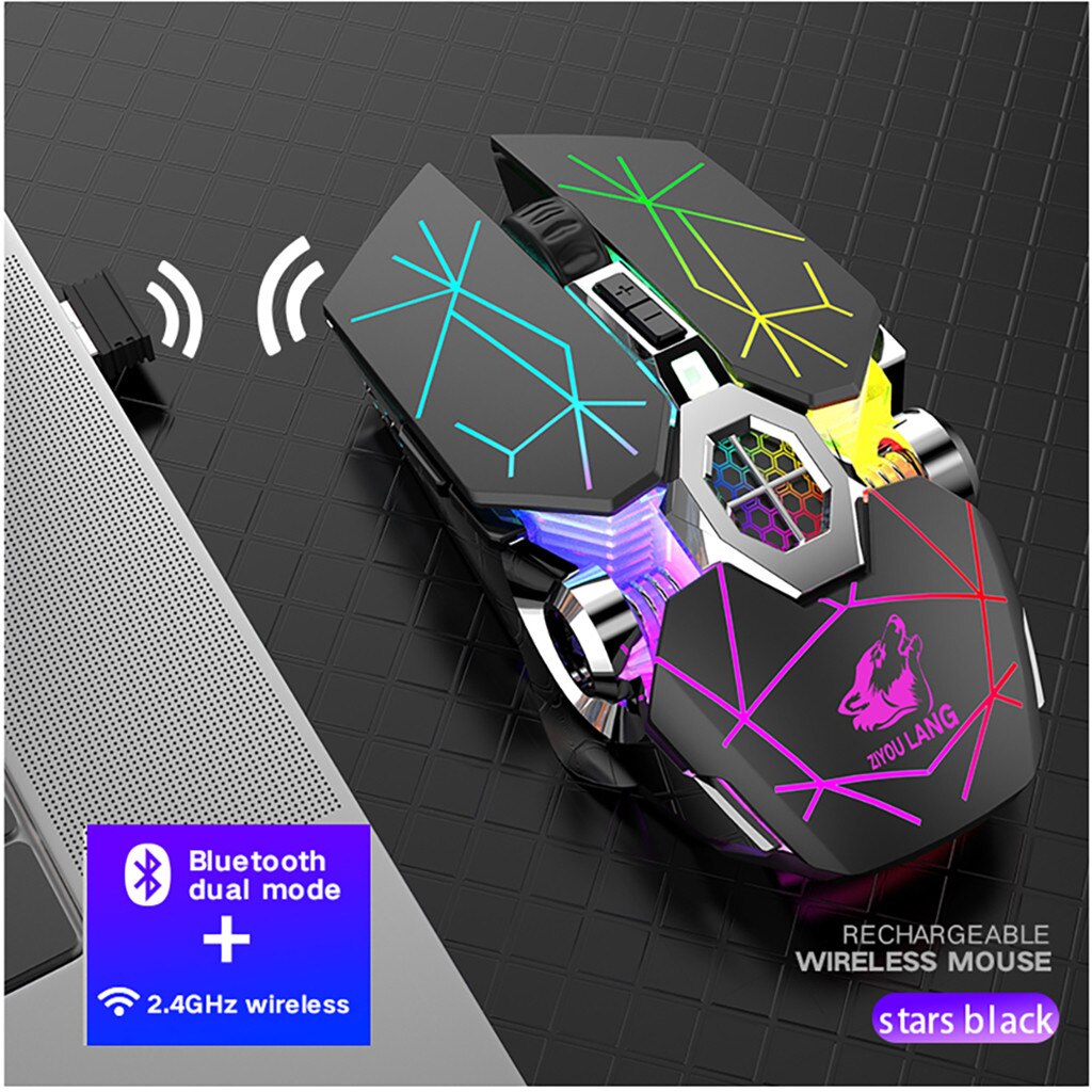 Bluetooth wireless dual-mode rechargeable gaming mouse silent water-cooled luminous mechanical mouse#30