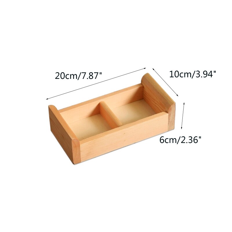 Multi Grid Snack Box Serving Tray Japanese Style Wooden Sushi Plate Candy Dessert Cuisine Storage Container: two grids