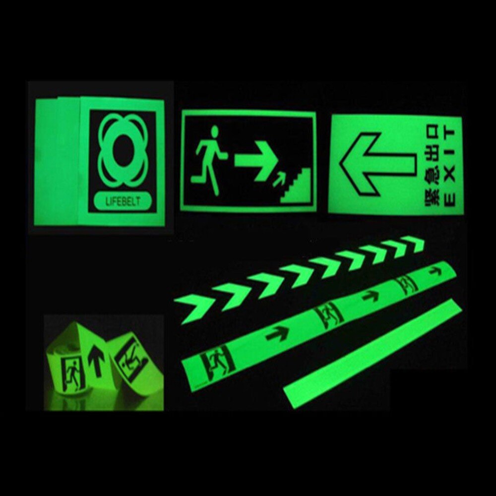 Cinta adhesiva fluorescente de advertencia para decoración del hogar, cinta luminosa de noche que brilla en la oscuridad, 4cm x 1m