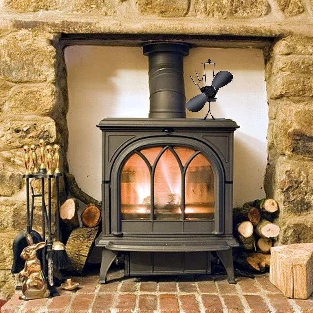 Efecient 2 cuchillas estufa de calor con ventilador registro quemador de madera Ecofan silencioso negro hogar Mini ventilador para hogar distribución de calor eficiente