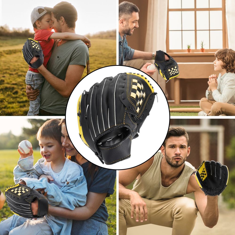 1Pc Honkbal Handschoen Softbal Sport Handschoen Beschermende Handschoen (Geel Zwart)