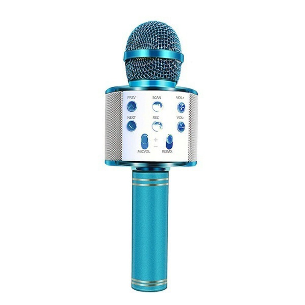 Bluetooth Karaoke Microphone Wireless Microphone Professiona Speaker Handheld Microfone Player Singing Recorder Mic: Microphone Blue