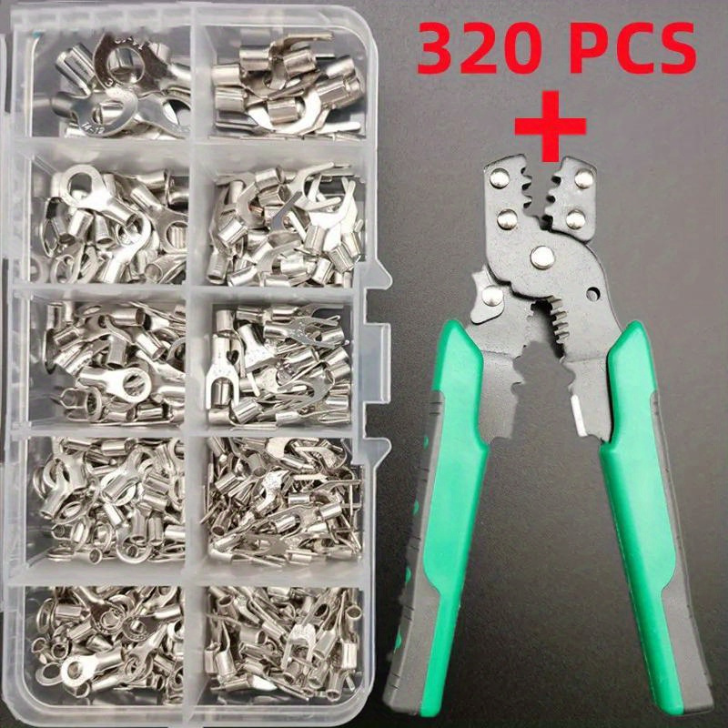 320 stks 4-in-1 Multifunctionele Tang Combinatie, Koperen Neus Krimpterminals, OT/UT Messing Vertind Koudgeperste Blote Terminals