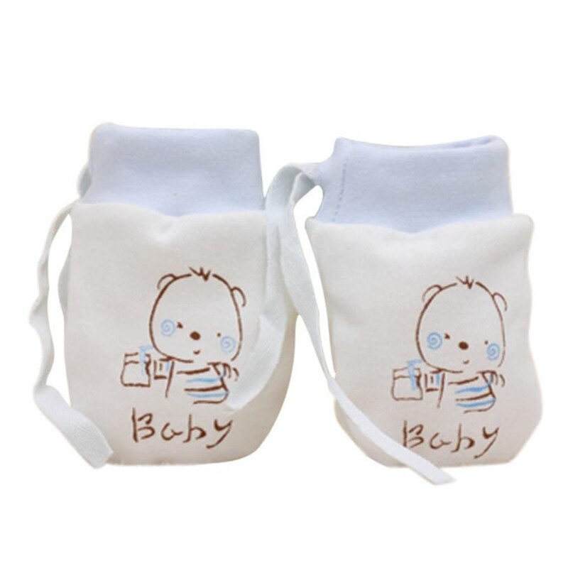1 Pairs Protect guanti Carino guanti Infantili Delle Ragazze Dei Ragazzi Del bambino del Fumetto Anti Scratch Mittens Neonato Morbidi Guanti Corda Regalo: Blu
