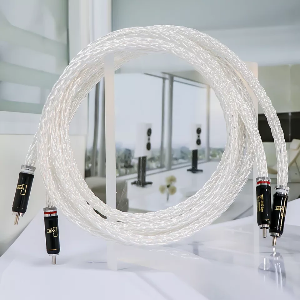 Hifi Audio RCA Cable 7N OCC Silver Plated WBT RCA Plug Self Locked RCA Cable for Amplifier DAC TV Car Audio 2RCA Cable