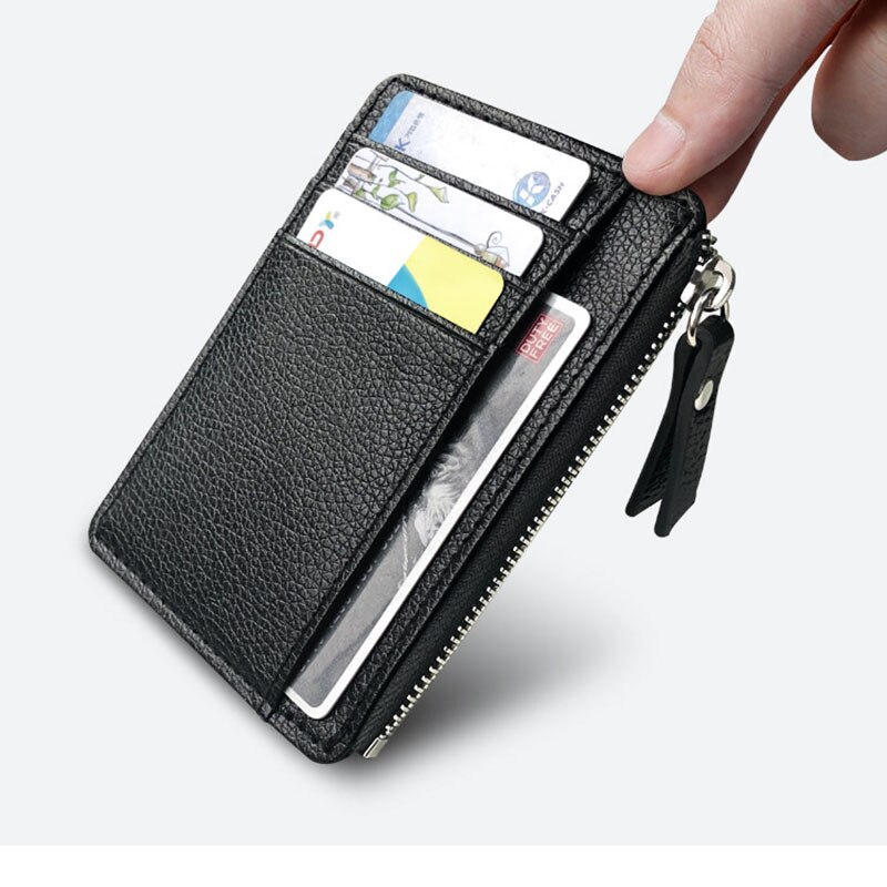 KUDIAN ours mince crédit porte-carte Mini portefeuille avec fermeture à glissière poche à monnaie hommes en cuir PU étui pour carte d'identité Porta Tarjetas BID258 PM49