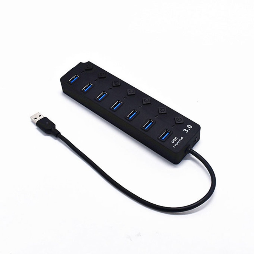 Hub USB 3.0 7 em 1 com Interruptor Independente, Dock de Expansão, Divisor USB 3.0 Multifuncional com 7 Portas, Extensor USB de Alta Velocidade