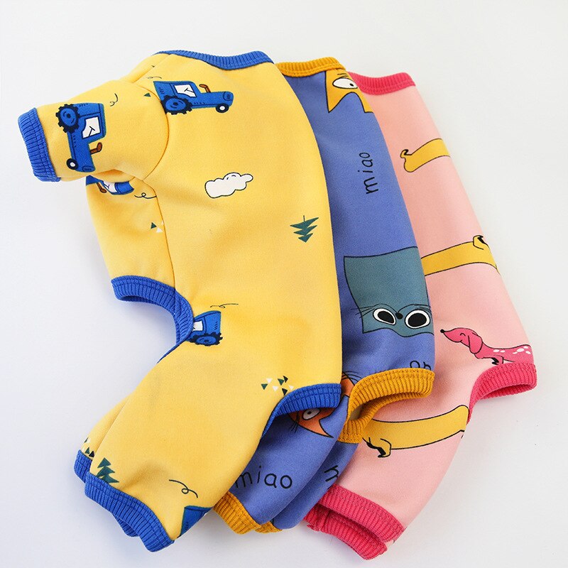 Pyjama d'hiver en coton pour animaux de compagnie, combinaison pour petit chien, chat, imprimé mignon, chiot, Chihuahua, vêtements yorkshire, survêtement, Costume 20A