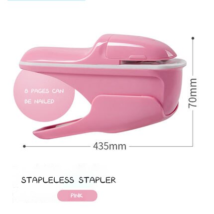 Stapler Needle-Less Stapler Hand-Held Mini Office Supplies For Students Safe And: Pink