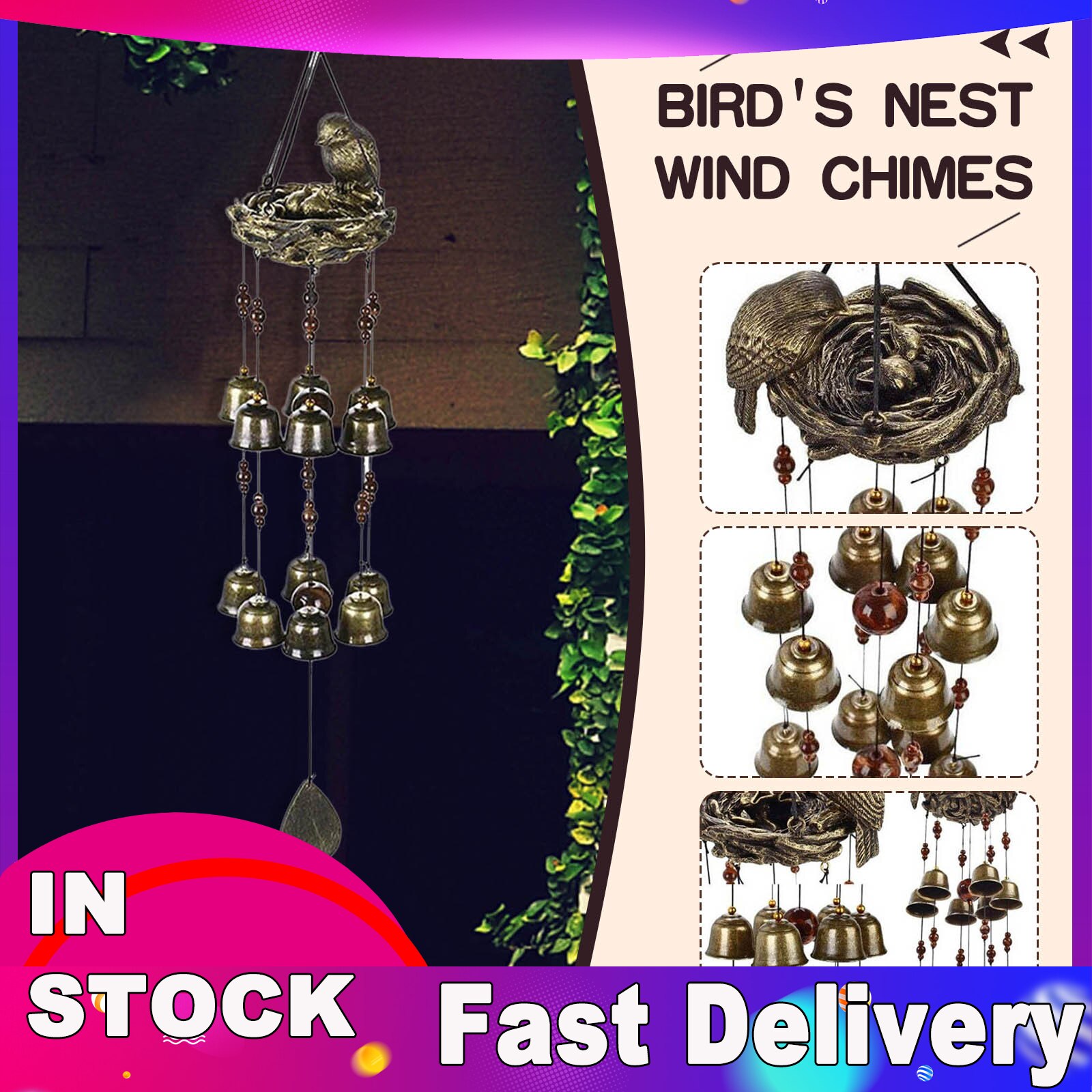 4 # Vogel Windgong Tuin Windgong Voor Indoor Outdoor Decoratie Metalen Ekster Bell Wind Chime Ornament Met Haak home Decor