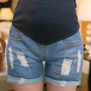 Kesäfarkut puuvilla raskaana olevat naiset äitiysshortsit pellavahousut hoito vatsa denim ohuet shortsit plus kokoiset bermudat: L