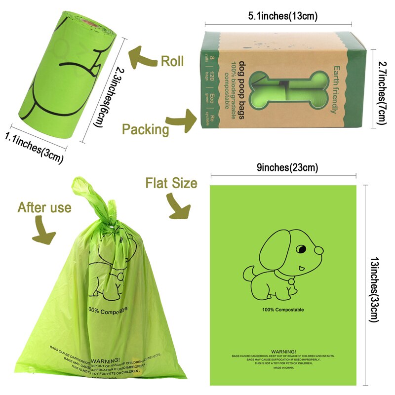Earth Rated Dog Poop Bag Eco Friendly Recycling Degradable Eco Dog Bags Pet Supply Cat Dog Poop Waste Bags 8 Rolls Green
