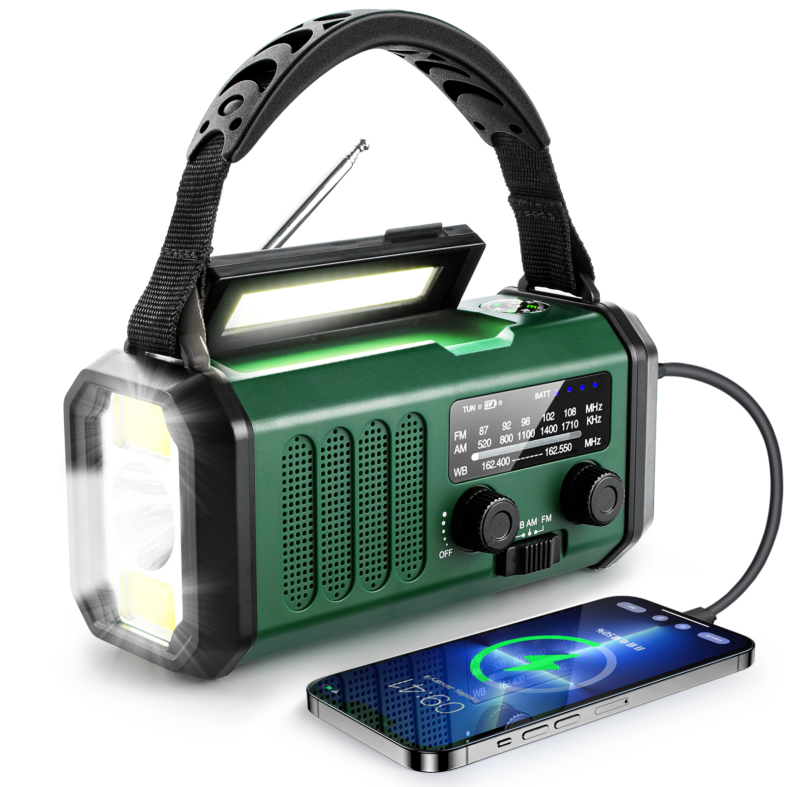 Gorące 10000mAh Radio awaryjne pogoda słoneczna korba ręczna Radio AM/FM latarka LED Alarm SOS Power Bank głośnik Dropshipping: Niebieski
