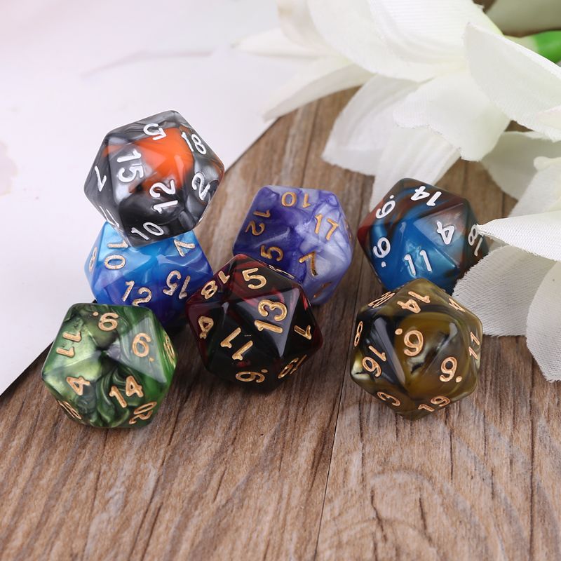 7 stücke D20 Polyhedral Muti-seitige Würfel Zahlen Dials Tisch Bord Rolle Spielen Spiel