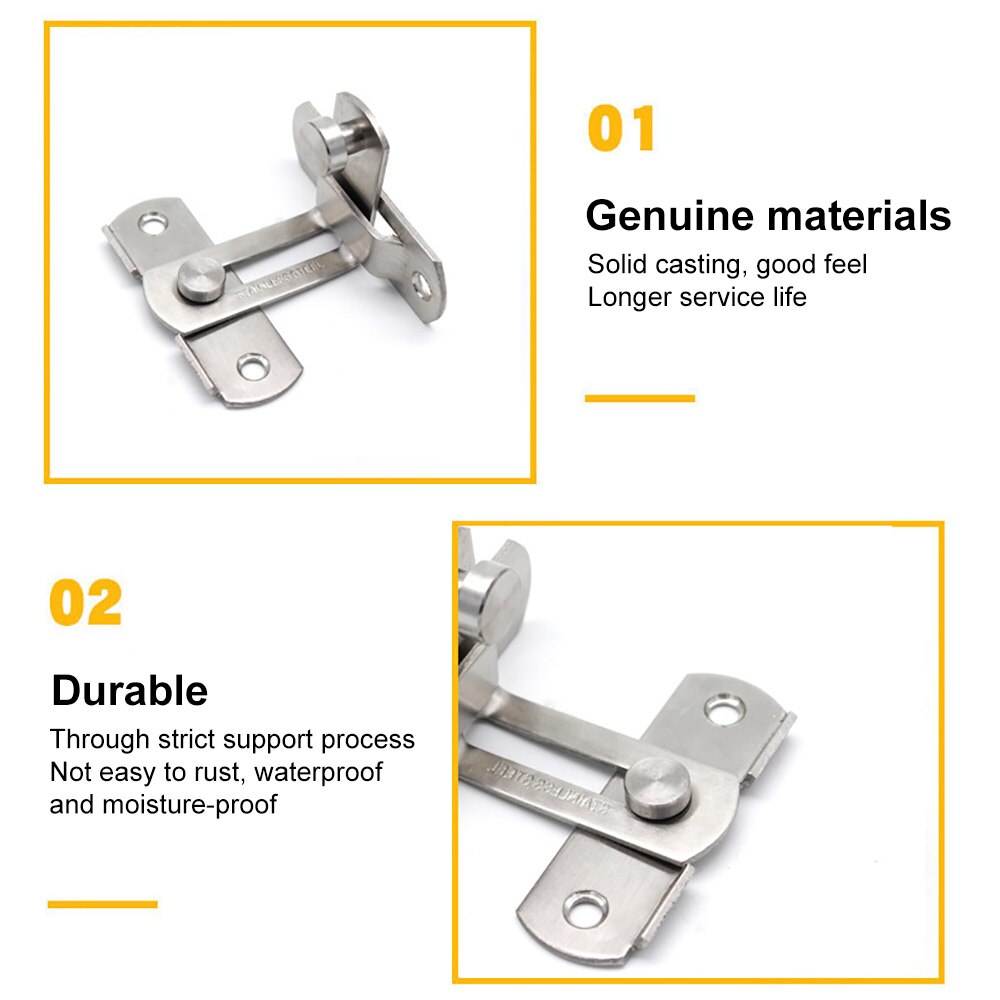 Durable Stainless Steel 90 degree door buckle right angle lock sliding door buckle pin room door buckle bathroom cabinet drawer