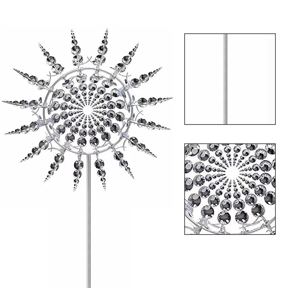 Wind Spinner 16Pcs Metal Leaves Stable Weather Resistant Windmill Sculptures Dual Wind Motion Solar Spinner Garden Decoration